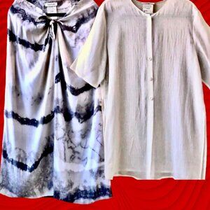 PORTARA Tie Waist Long Skirt + Button Blouse Vintage Germany Lot of 2 It…